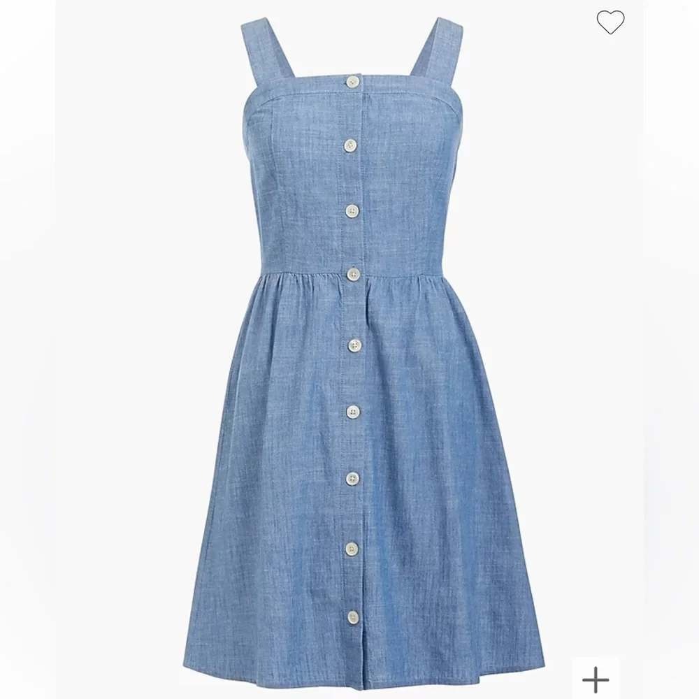 NWT J.Crew Chambray Button-Front Square Neck Fit & Flare A-Line Dress Blue SZ8 - Picture 1 of 7